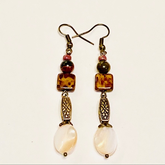 Natural Mother-of-Pearl Mixed-Media Earrings - Picture 6 of 9